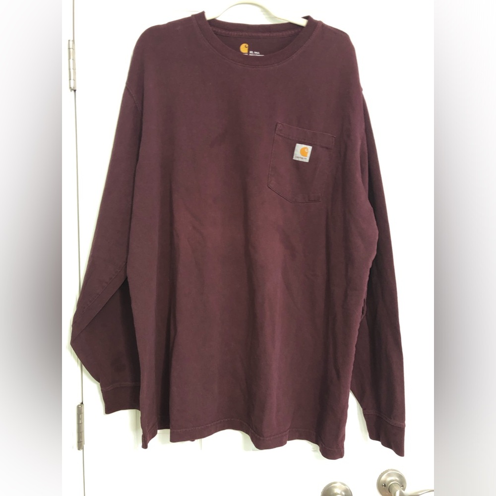 Carhartt XL tall burgundy‎ heavy long sleeve shirt men’s big & tall